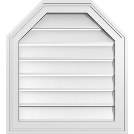 Ekena Millwork Octagonal Top Surface Mount PVC Gable Vent w/ 2"W x 1-1/2"P Brickmould Frame, 20"W x 22"H GVPOT20X2202SF